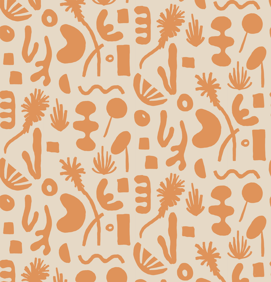 Pool Side Wallpaper tan and orange abstract pattern by Samantha Santana Creative on Tampa Home & Garden Store