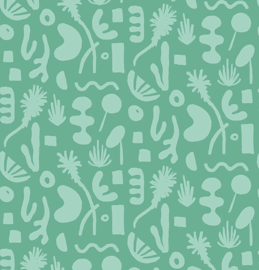 Pool Side Teal Wallpaper With Palm Springs Vibe teal background with mint abstract shapes on Tampa Home & Garden Store