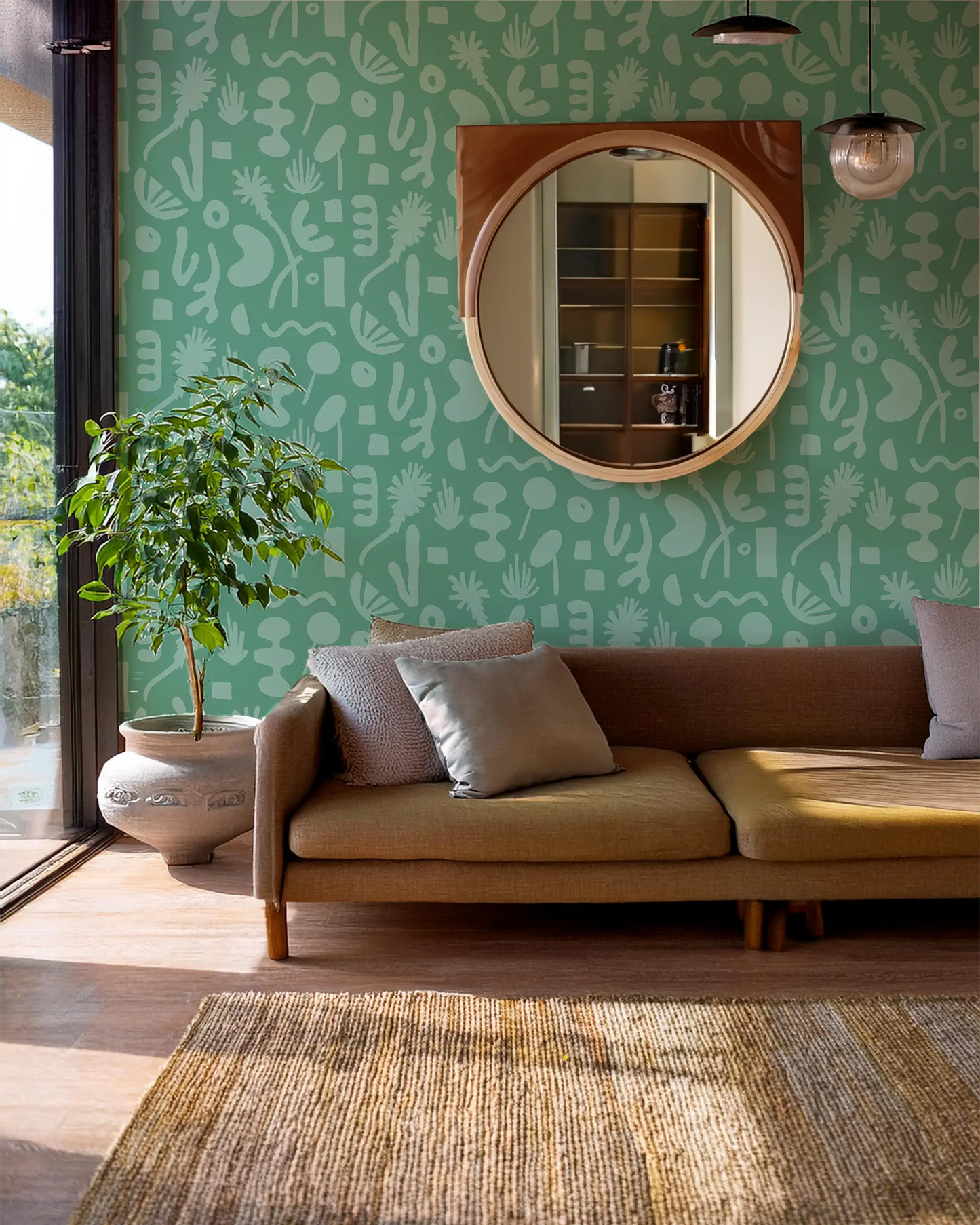 Pool Side Teal Wallpaper with Palm Springs vibe by Samantha Santana Creative on Tampa Home & Garden Store