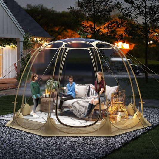 GemGear Pop Up Bubble Tent 8.5x8.5 ft beige transparent PVC Igloo for 5–6 people on Tampa Home & Garden Store