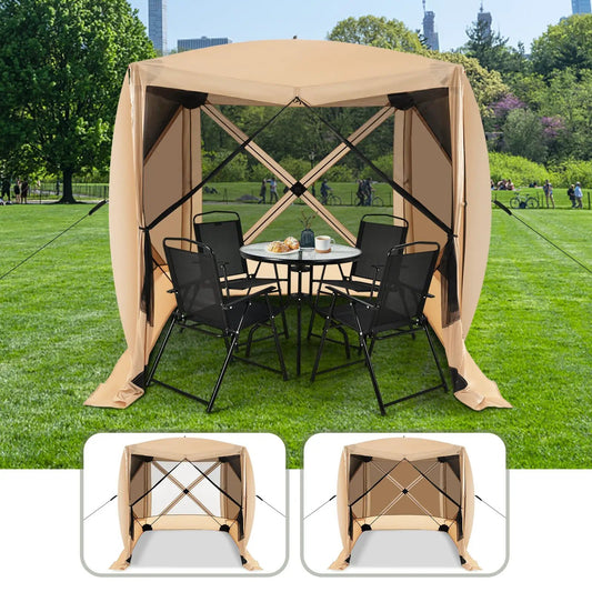 6.7 x 6.7 Feet Pop Up Gazebo with Netting and Carry Bag-Coffee - Tampa Home & Garden Store