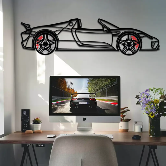 Porsche 918 Spyder Silhouette Metal Wall Art – Hybrid Hypercar Decor with Rotating Wheels ⚡🏁,KAFMEKA061 - Tampa Home & Garden Store