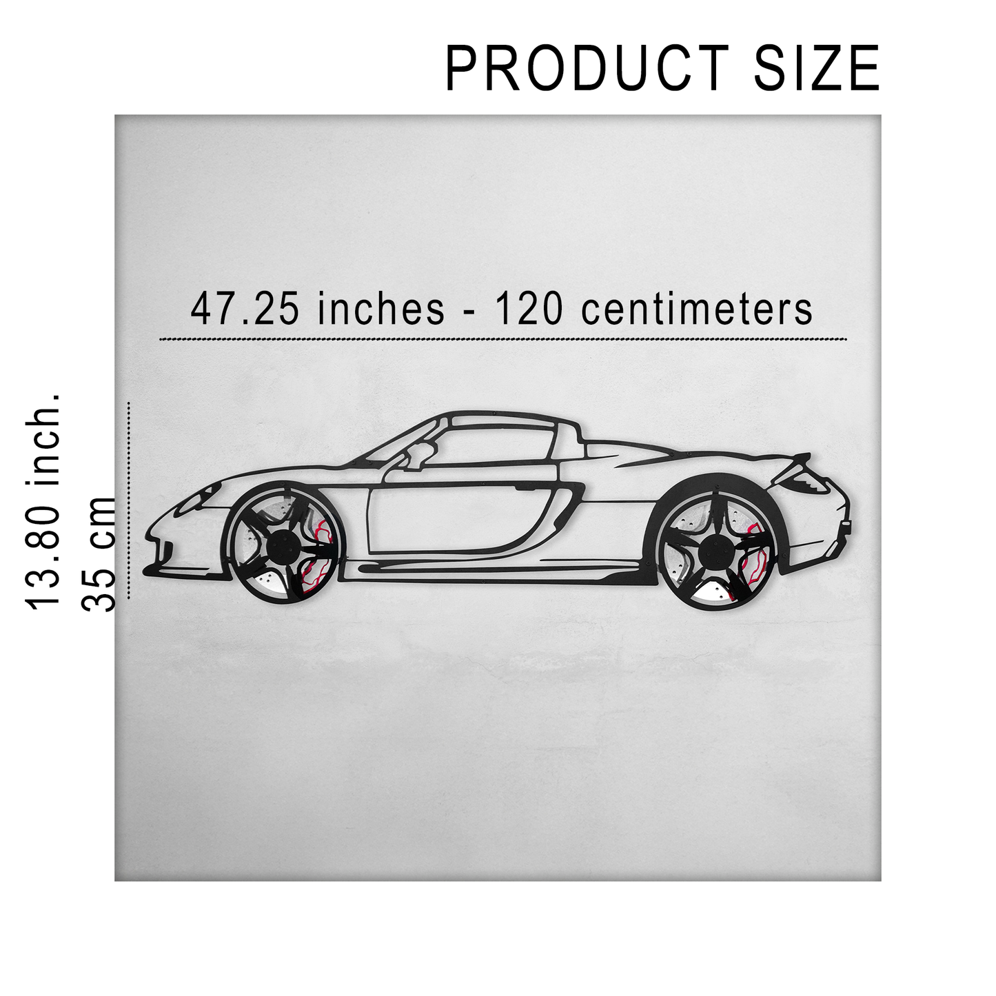 Porsche Carrera GT Wall Art – Supercar Steel Silhouette with Spinning Wheels-KAFMEKA039 - Tampa Home & Garden Store