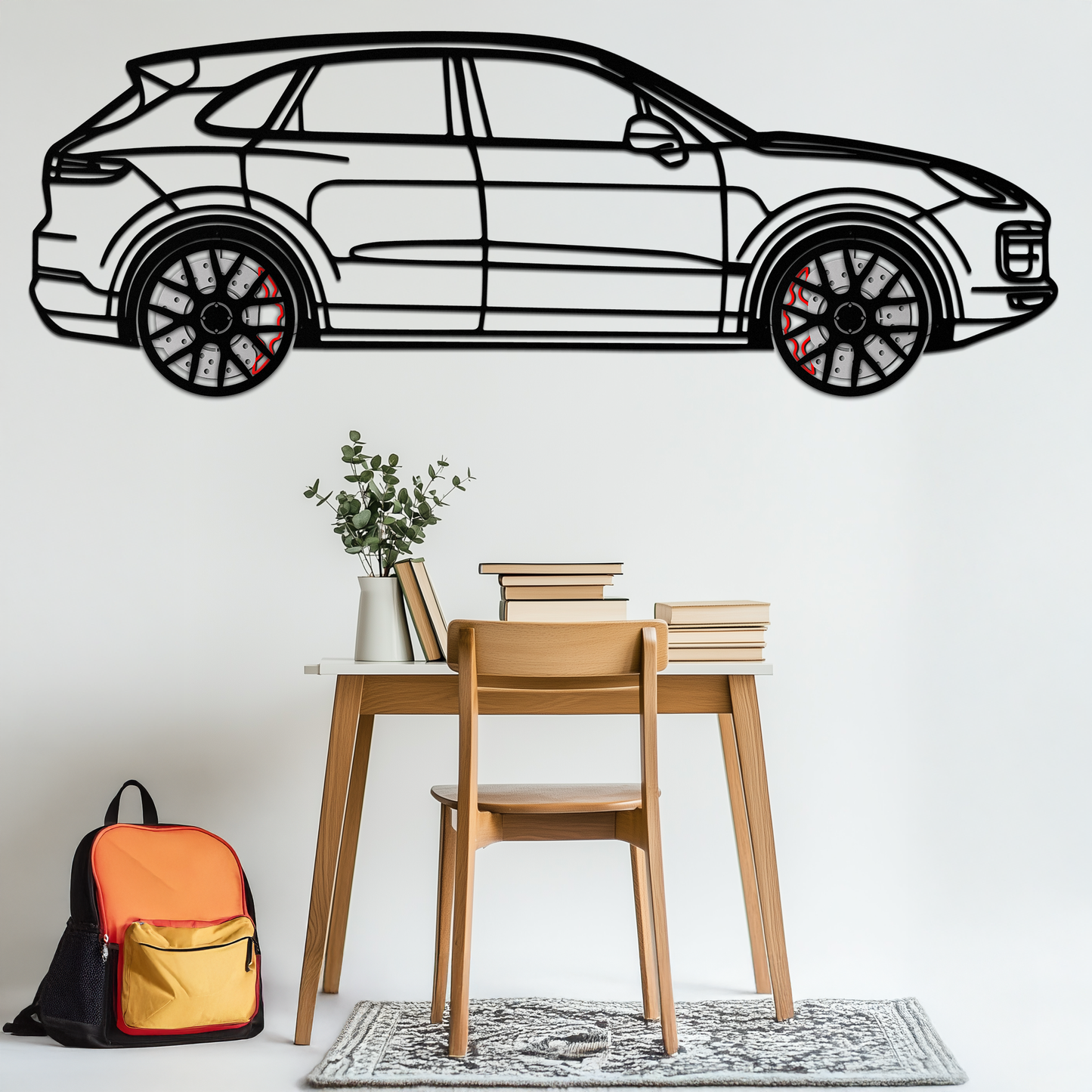 Porsche Cayenne Turbo Metal Wall Art – Luxury SUV Silhouette Decor with Rotating Wheels-KAFMEKA064 - Tampa Home & Garden Store
