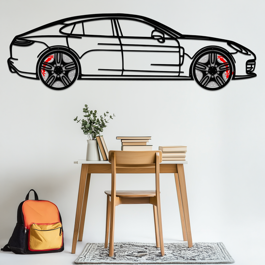 Porsche Panamera GTS 2023 Metal Wall Art – Luxury Sport Sedan Silhouette with Rotating Wheels-KAFMEKA066 - Tampa Home & Garden Store