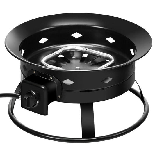 Portable Outdoor Black Metal Propane Fire Pit with Cover and Carry Kit - Tampa Home & Garden Store