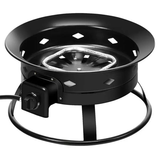 Portable Outdoor Black Metal Propane Fire Pit with Cover and Carry Kit - Tampa Home & Garden Store