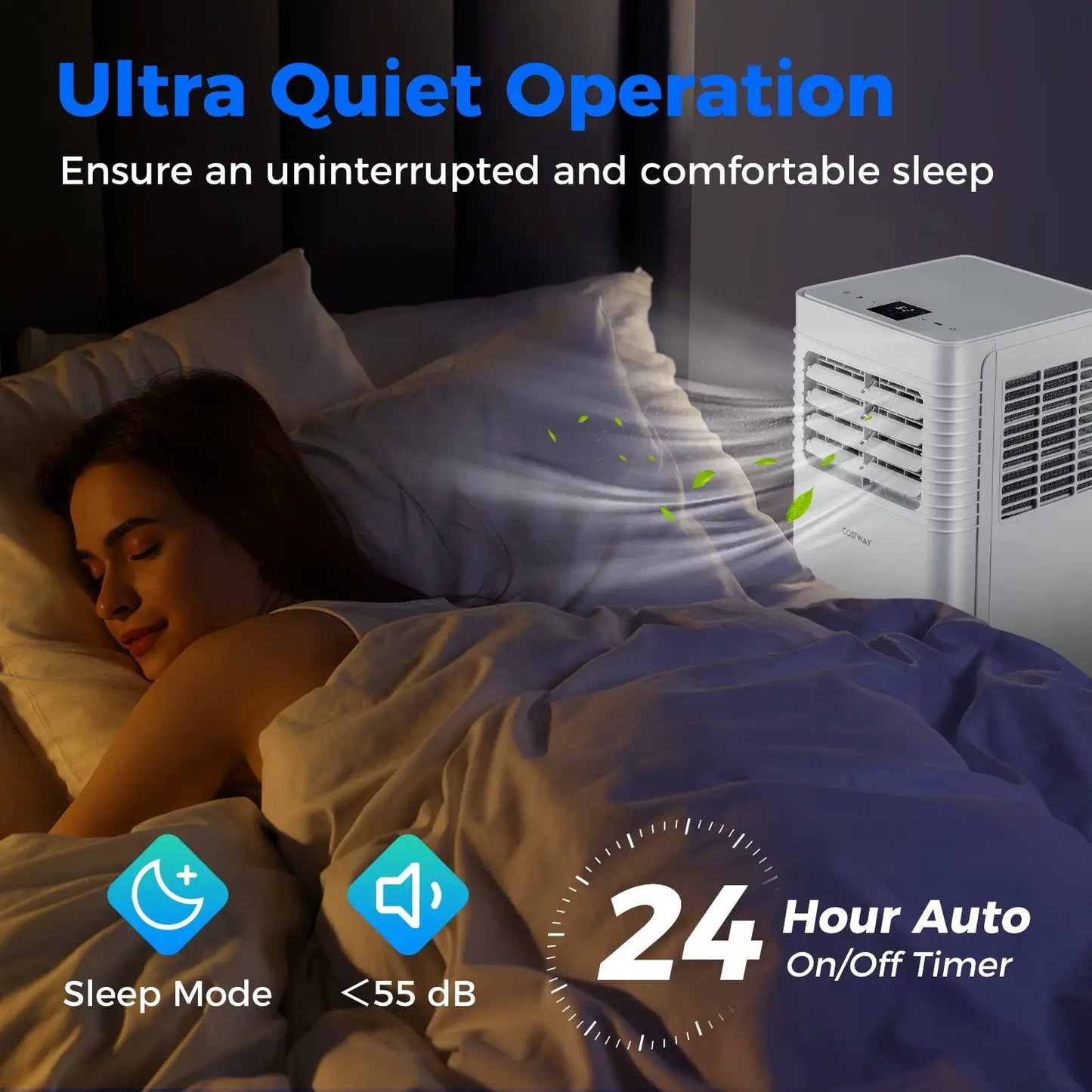 DirectDeals 8000 BTU portable air conditioner with dehumidifier in bedroom on Tampa Home & Garden Store