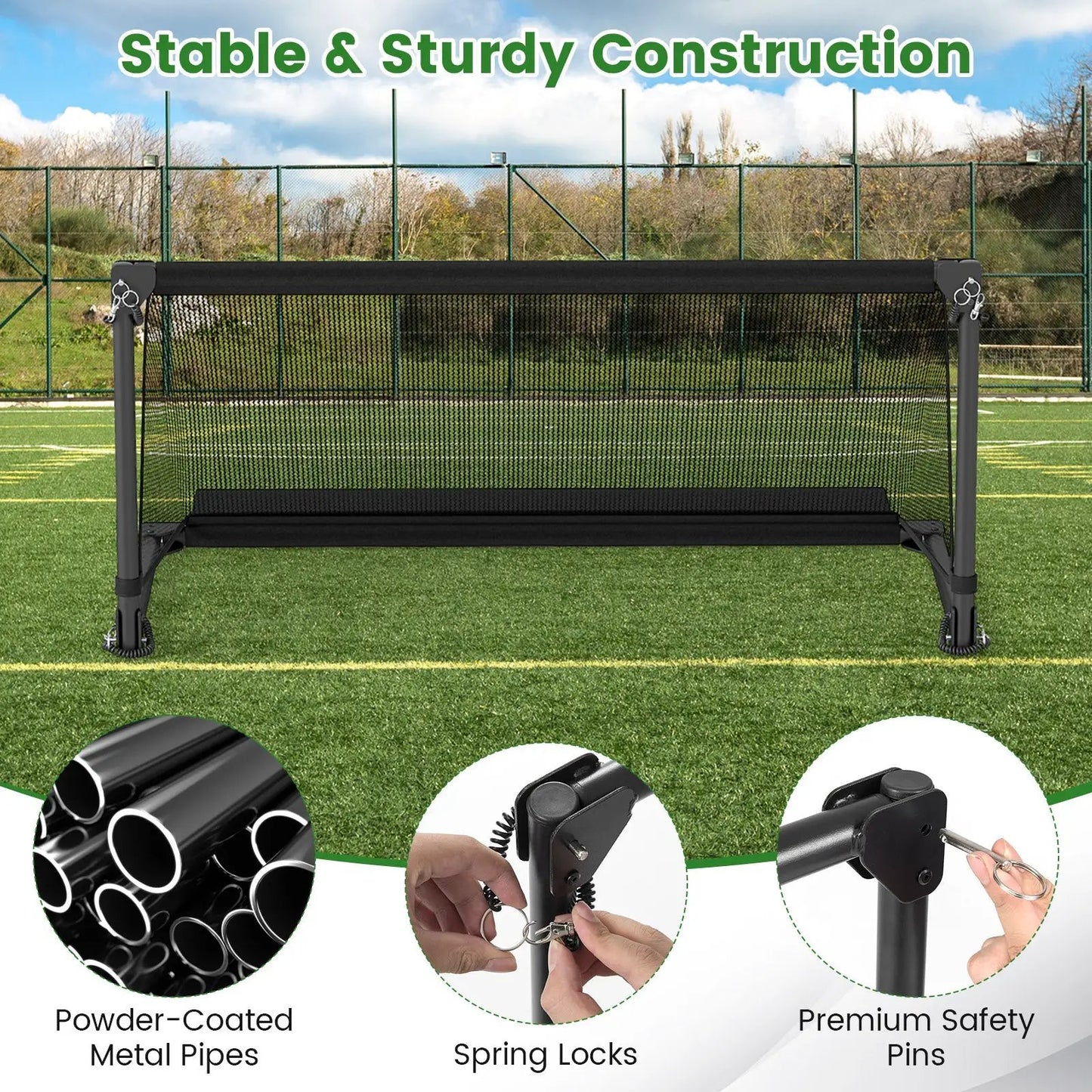 DirectDeals Portable Pop Up Toddler Soccer Net with heavy-duty metal frame and black net on Tampa Home & Garden Store