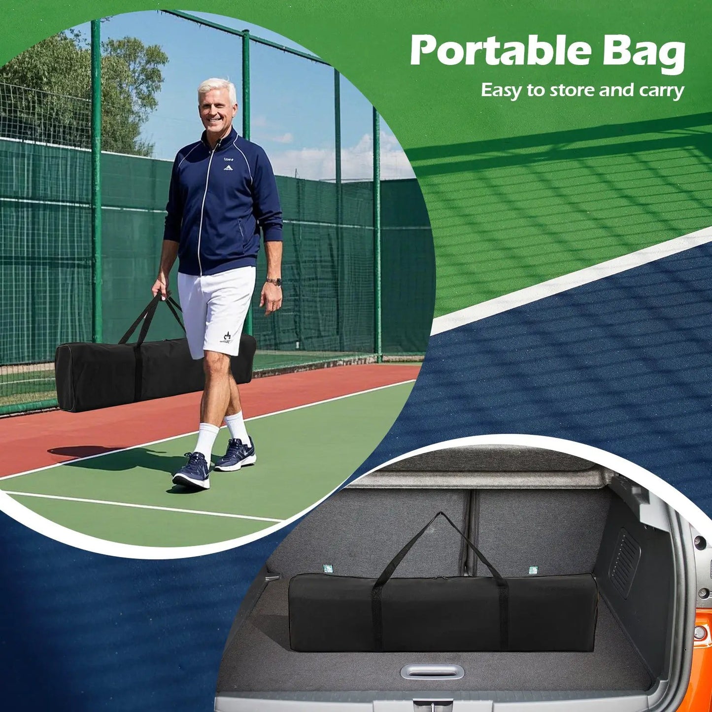 22 ft DirectDeals portable pickleball net with wheels and carry bag on Tampa Home & Garden Store