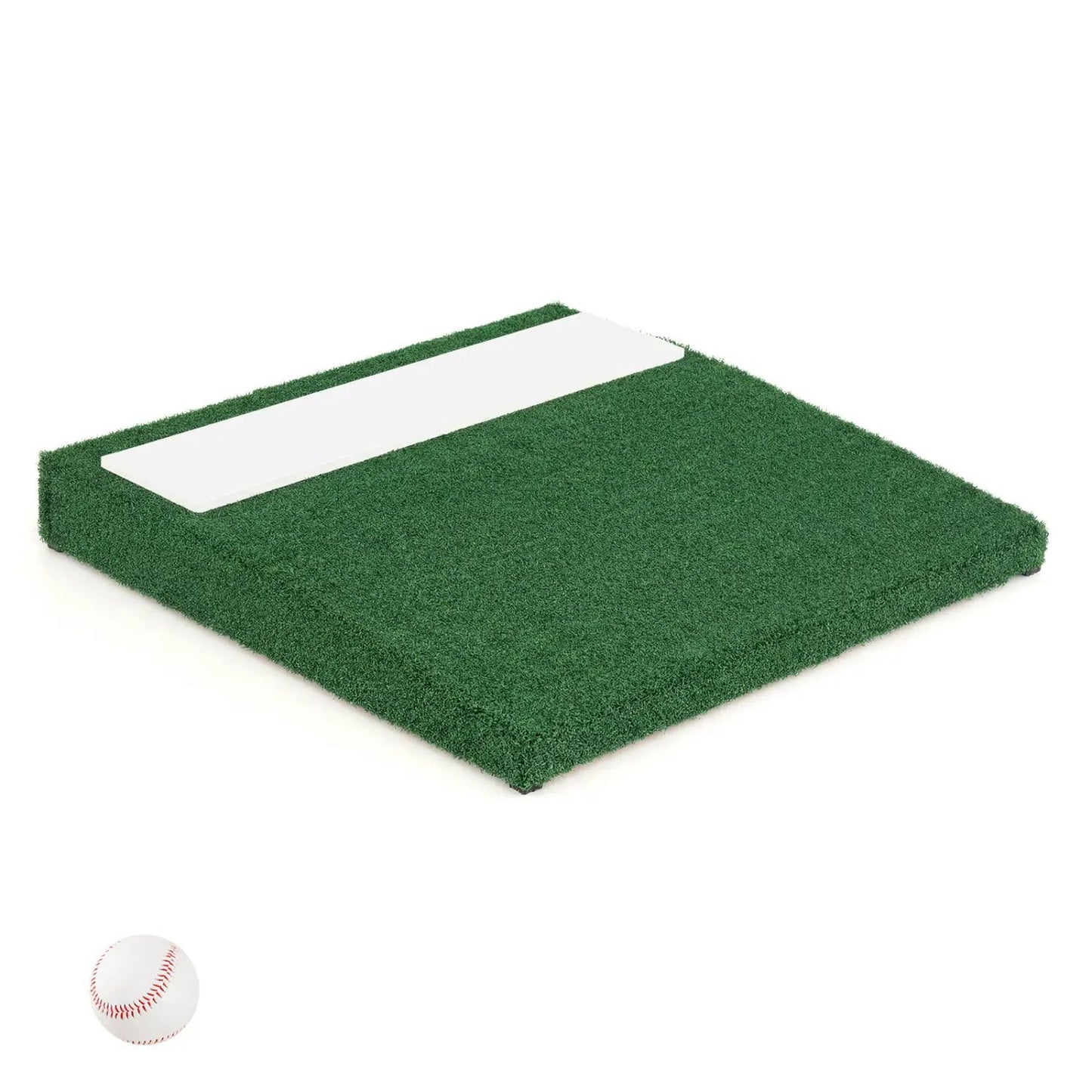 Portable pitching mound with EVA carry handle on green turf and white pitching plate on Tampa Home & Garden Store