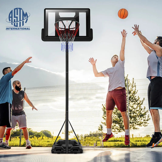 Height Adjustable Portable Basketball Hoop with black base and backboard by DirectDeals on Tampa Home & Garden Store