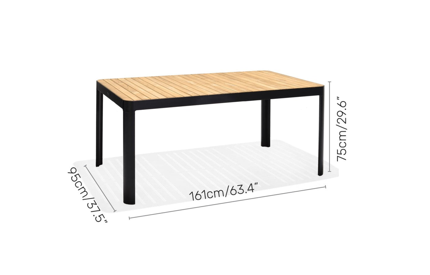 Portals Dark 4 Seater Carver outdoor dining table with wood slat top and black frame on Tampa Home & Garden Store