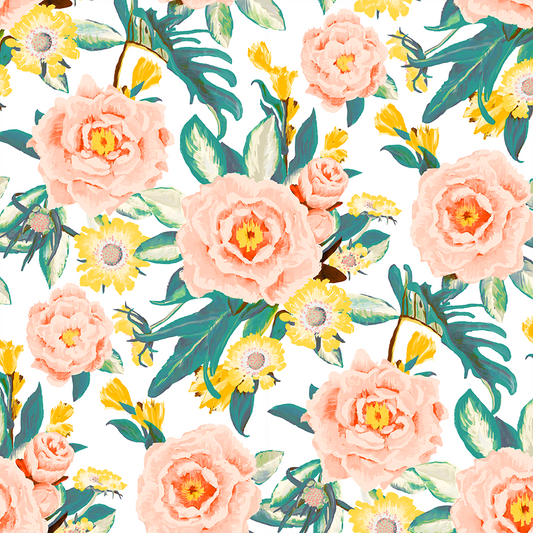 Posh Posy Wallpaper, white - Tampa Home & Garden Store