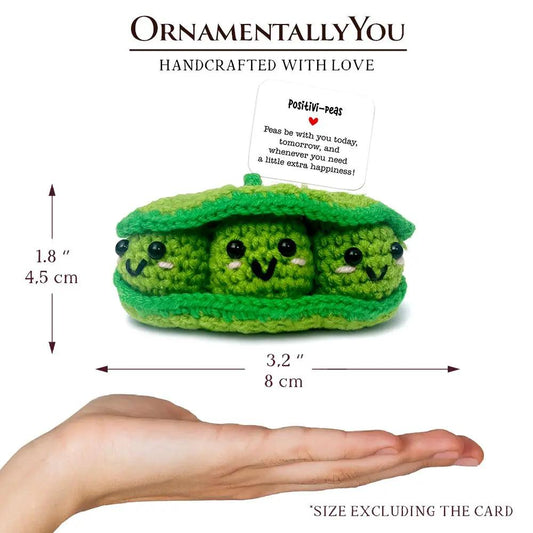 Positivity Peas crochet doll, three green peas in a pod, handmade toy by OrnamentallyYou on Tampa Home & Garden Store