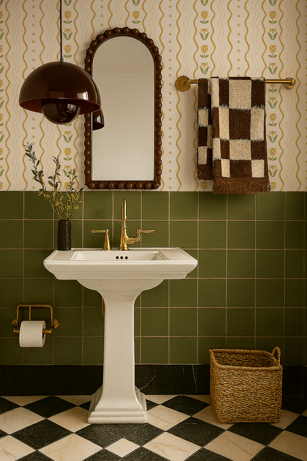 Posy Lane Stripe Wallpaper, beige and yellow - Tampa Home & Garden Store