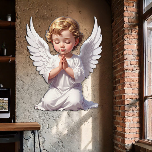 Praying Baby Angel Metal Wall Art – Religious Nursery Decor-KAFUVM020 - Tampa Home & Garden Store
