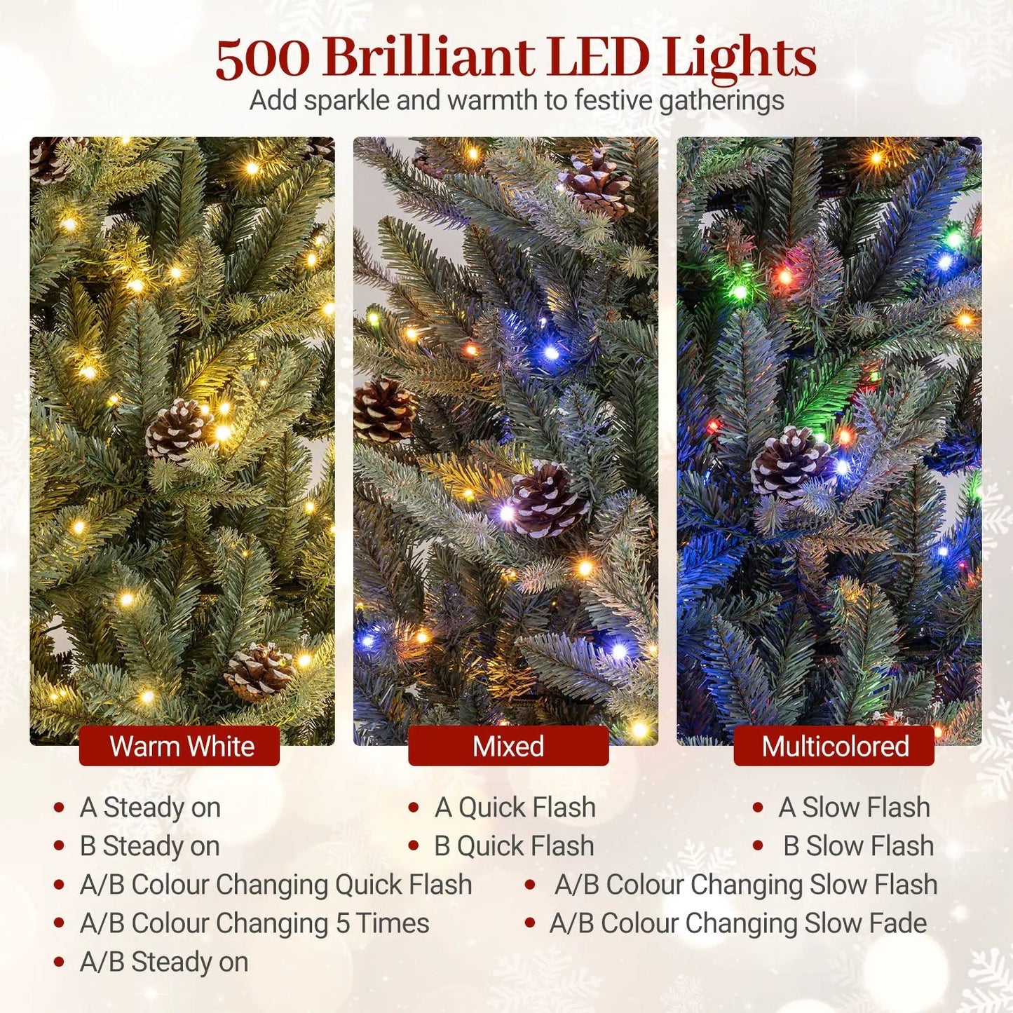 Árbol de Navidad artificial preiluminado con luces LED multicolor-M