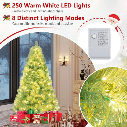 Prelit tinsel Christmas Tree by DirectDeals with white LED lights remote for 8 lighting modes on Tampa Home & Garden Store