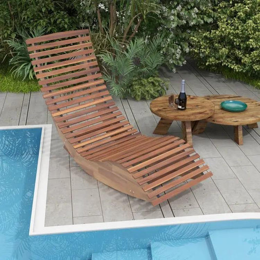 Premium Acacia Wood Rocking Chair Widened High Back Slatted Seat - Tampa Home & Garden Store