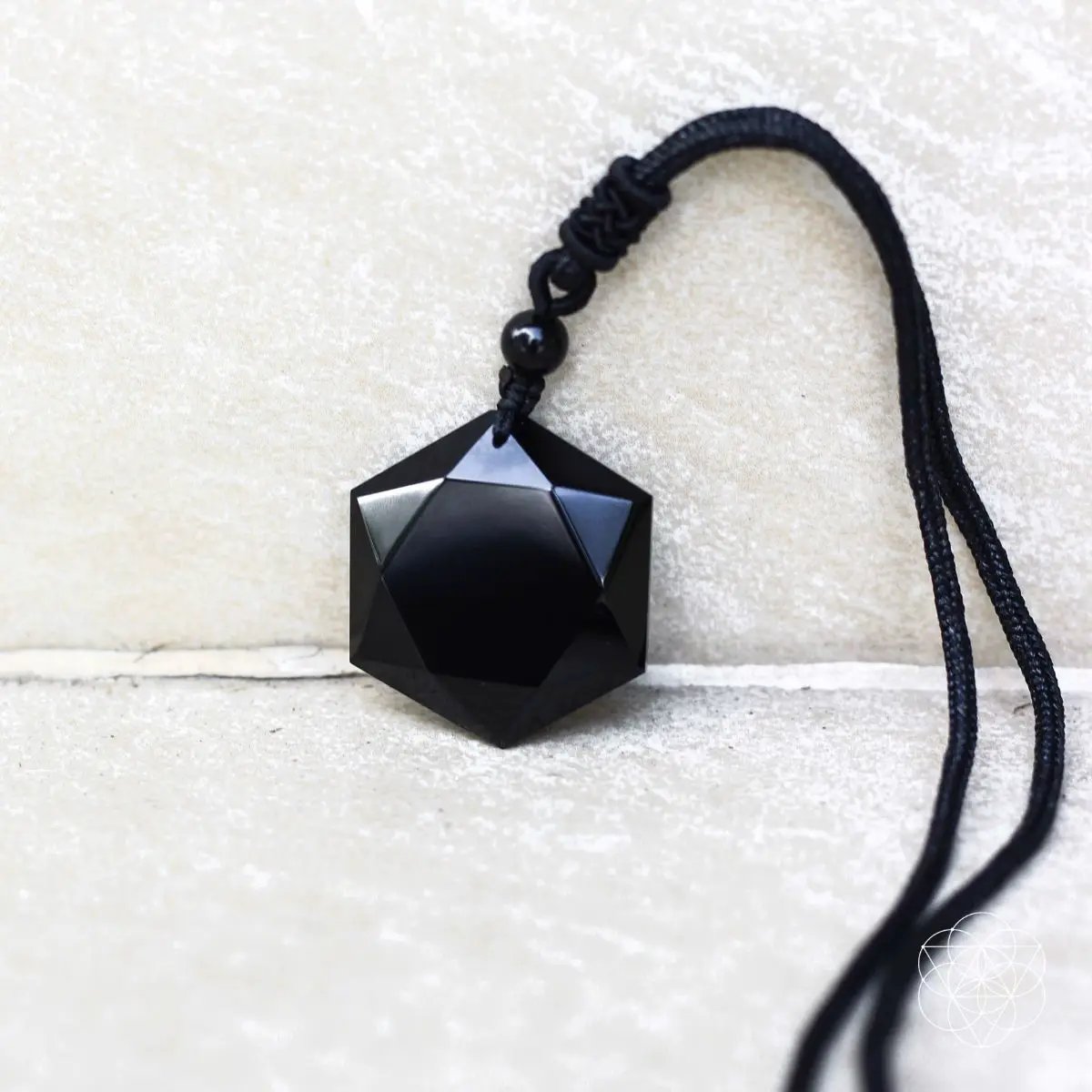 Premium black obsidian talisman pendant necklace in a sacred shape by Conscious Items on Tampa Home & Garden Store