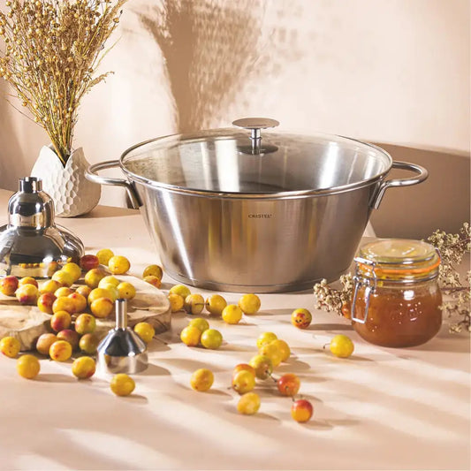 Preserve pan with glass lid by CRISTEL USA, stainless steel cookware on Tampa Home & Garden Store