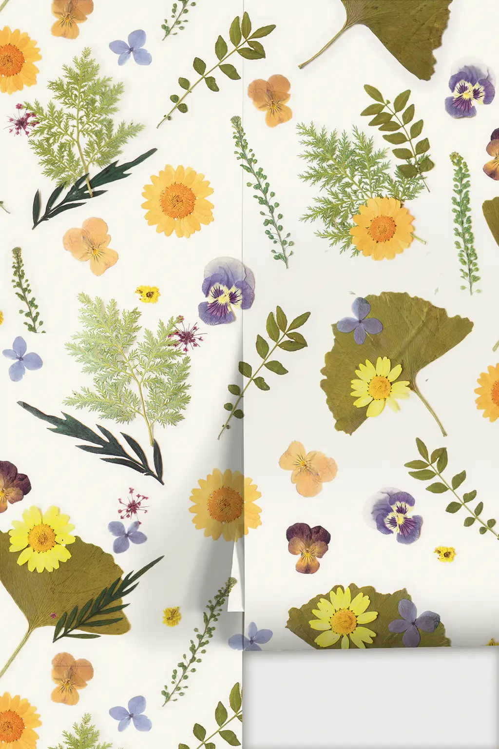 Pressed Fresh Wallpaper Yellow and Lavender by Samantha Santana Creative, two floral panels on Tampa Home & Garden Store