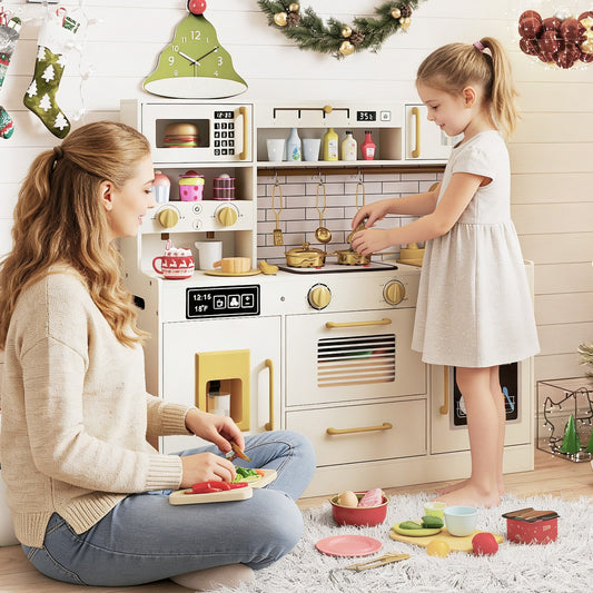 Pretend Toy Kitchen Set with Stoves and Water Dispenser-Beige - Tampa Home & Garden Store