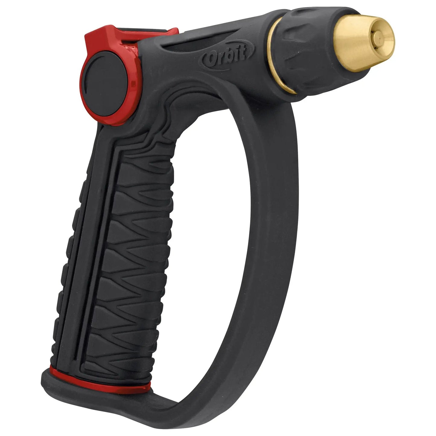 Pro Flo adjustable spray thumb control nozzle, black Dgrip pistol with red dial brass tip on Tampa Home & Garden Store