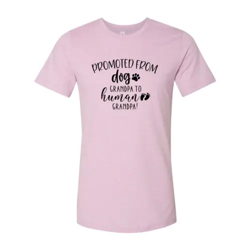 Dog Grandpa to Human Grandpa T-shirt in pink with paw-print lettering by Furr Baby Gifts on Tampa Home & Garden Store