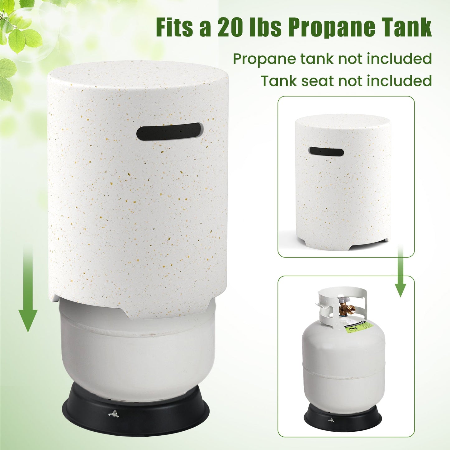Propane tank cover table with side handles speckled white finish DirectDeals on Tampa Home & Garden Store