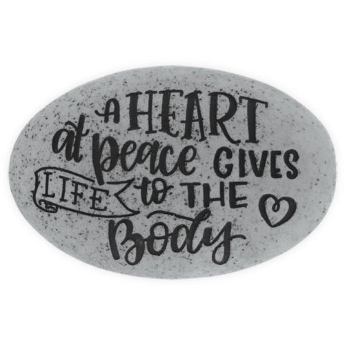 Proverb Stone - A Heart at Peace Gives Life to the Body - Tampa Home & Garden Store