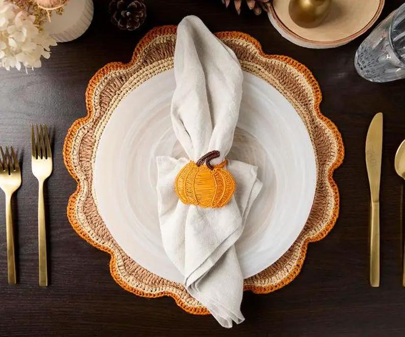 Pumpkin Napkin Rings - Fall & Thanksgiving Decor for Parties, Dining Room, Napkins Rings for Thanksgiving - Fall Napking Rings - Tampa Home & Garden Store