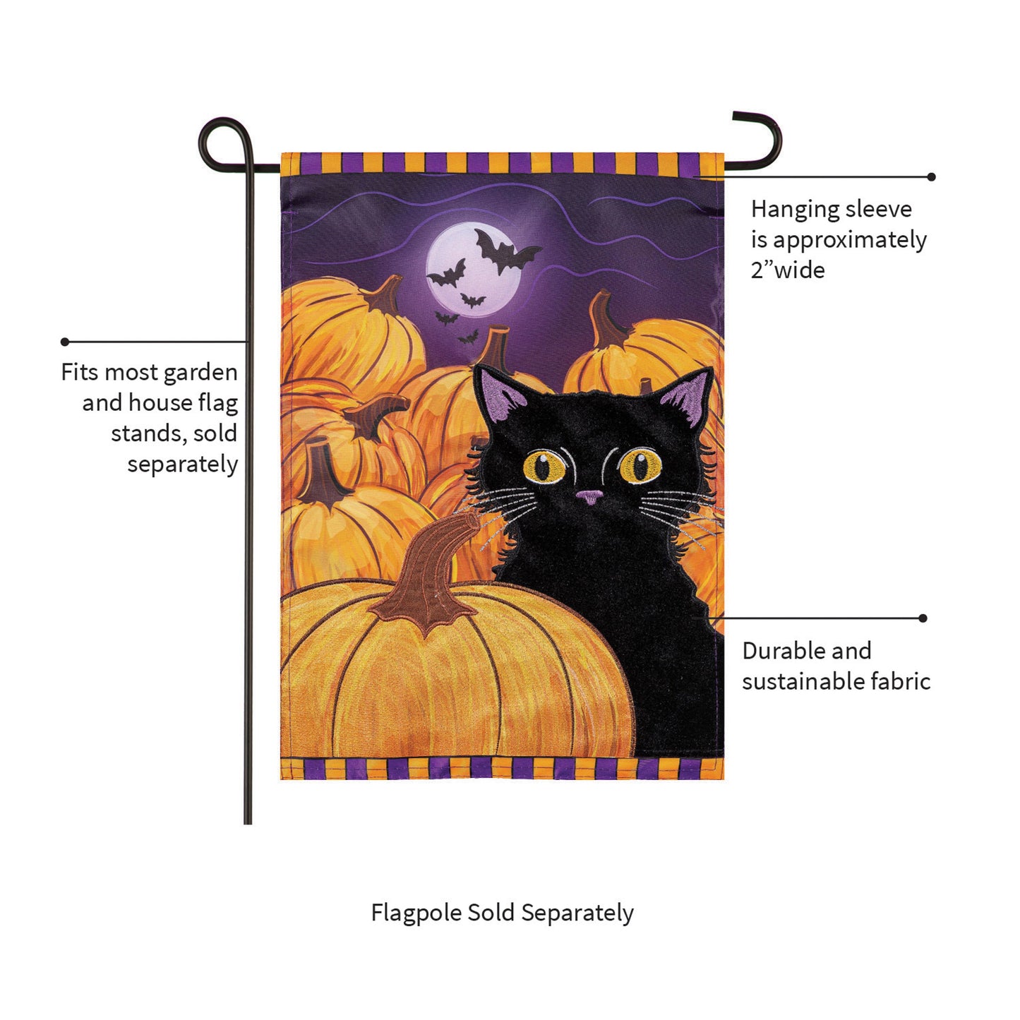 Pumpkin Patch Cat Applique Garden Flag - Tampa Home & Garden Store