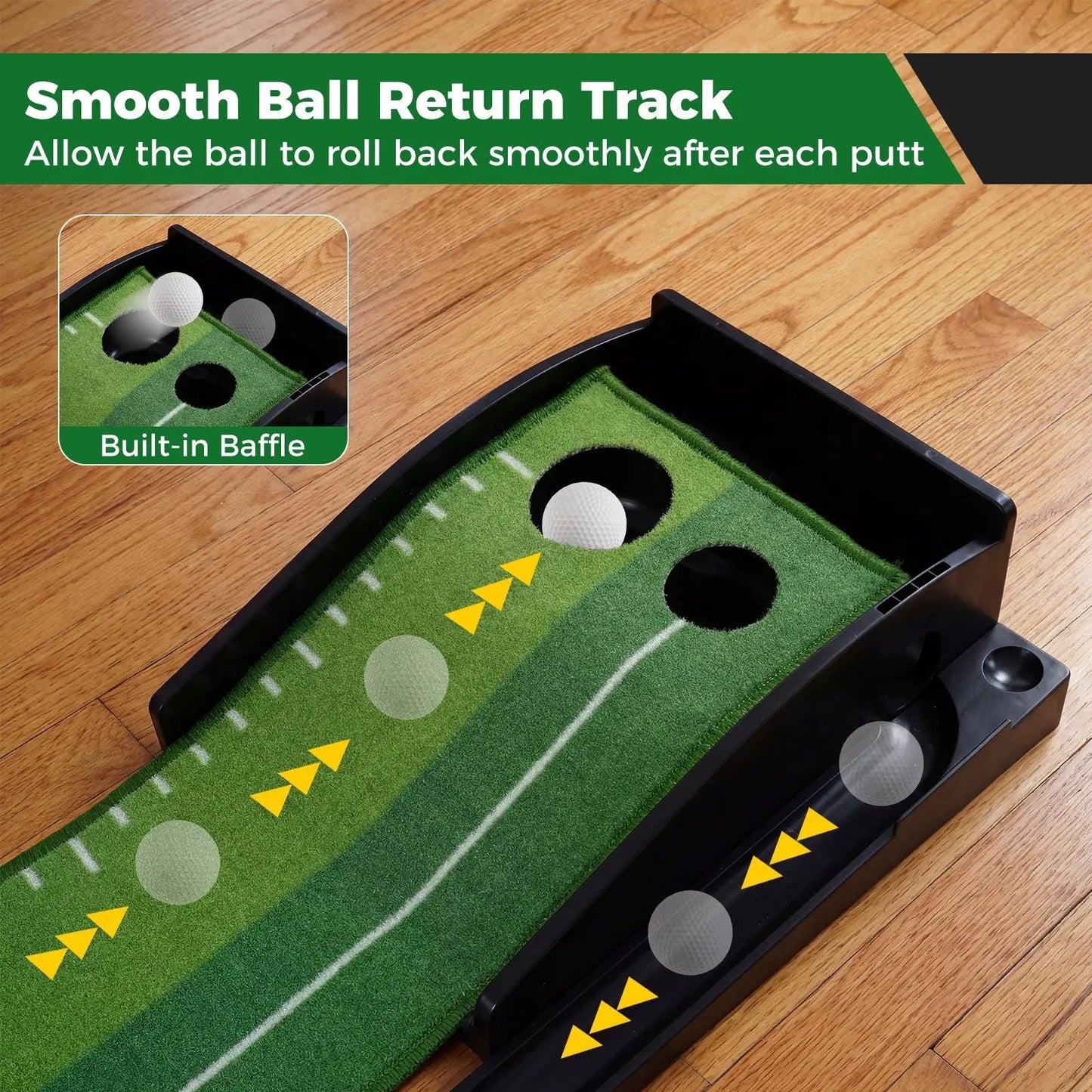 DirectDeals Putting Green Golf Mat With Auto Ball Return on green turf indoor putting track on Tampa Home & Garden Store