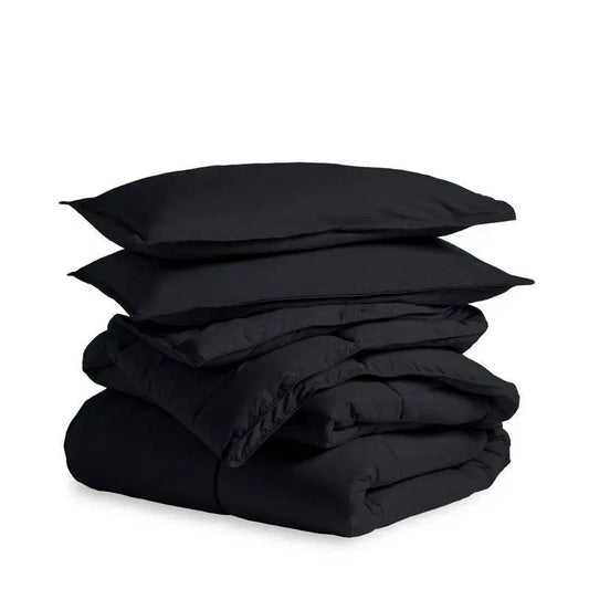 Queen Size Down Alternative Comforter Set by HomePacific in black folded bedding stack on Tampa Home & Garden Store