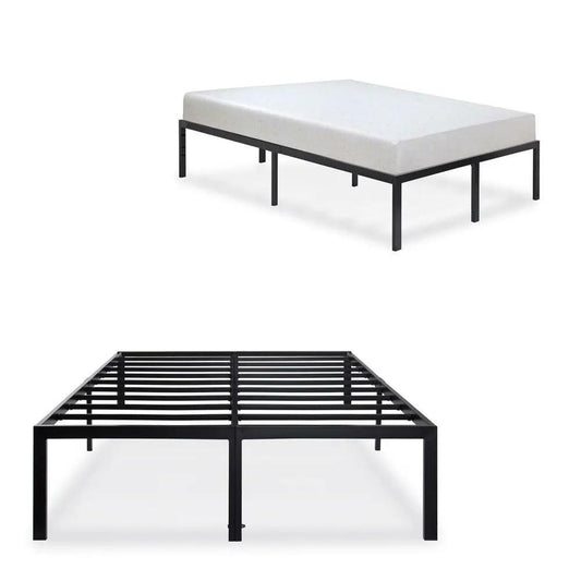 Queen size heavy duty black metal platform bed frame with slatted base by HomePacific on Tampa Home & Garden Store