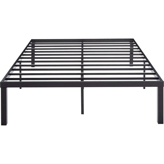 Queen Size Modern 16-Inch Steel Platform Bed Frame in black with slatted platform deck on Tampa Home & Garden Store