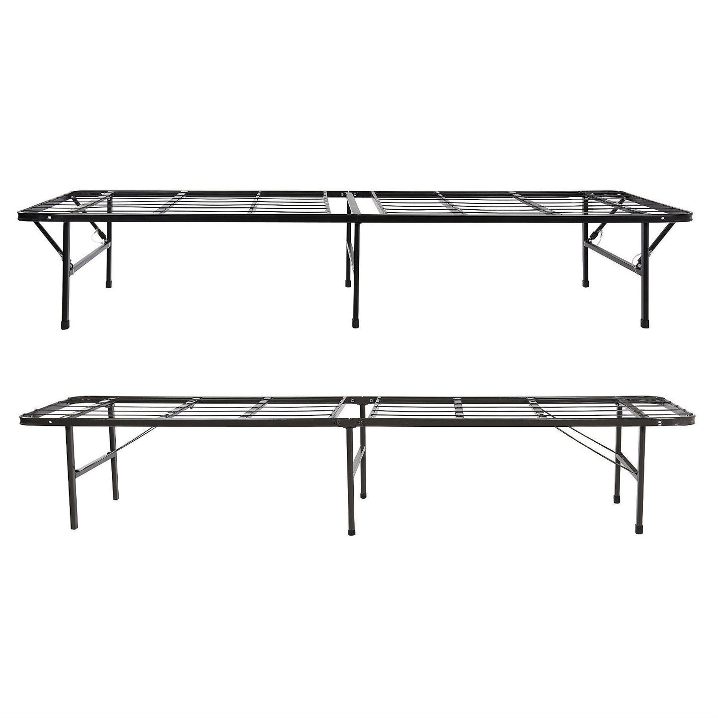 Estructura de cama Queen de metal negro con plataforma