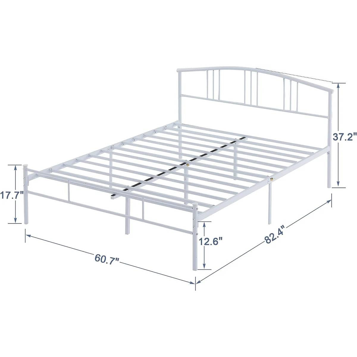 Base de cama Queen Size de metal blanco con cabecero arqueado