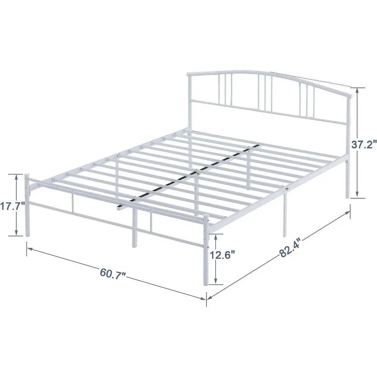 Queen size White Metal Platform Bed Frame with Arched Headboard - Tampa Home & Garden Store