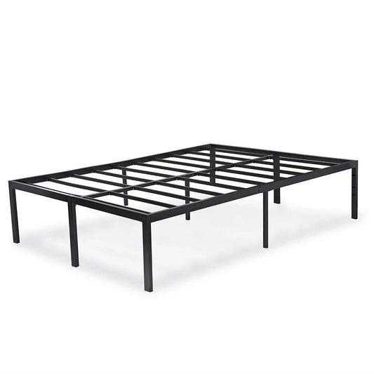 Queen 18-inch high-rise metal platform bed frame in black with slatted support on Tampa Home & Garden Store