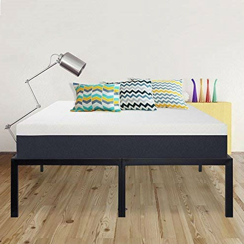 Base de cama tipo plataforma Queen de metal negro resistente de 18 pulgadas de alto