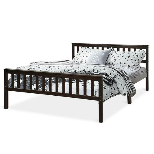 Queen wood platform bed frame with espresso finish, slatted headboard and footboard, HomePacific on Tampa Home & Garden Store