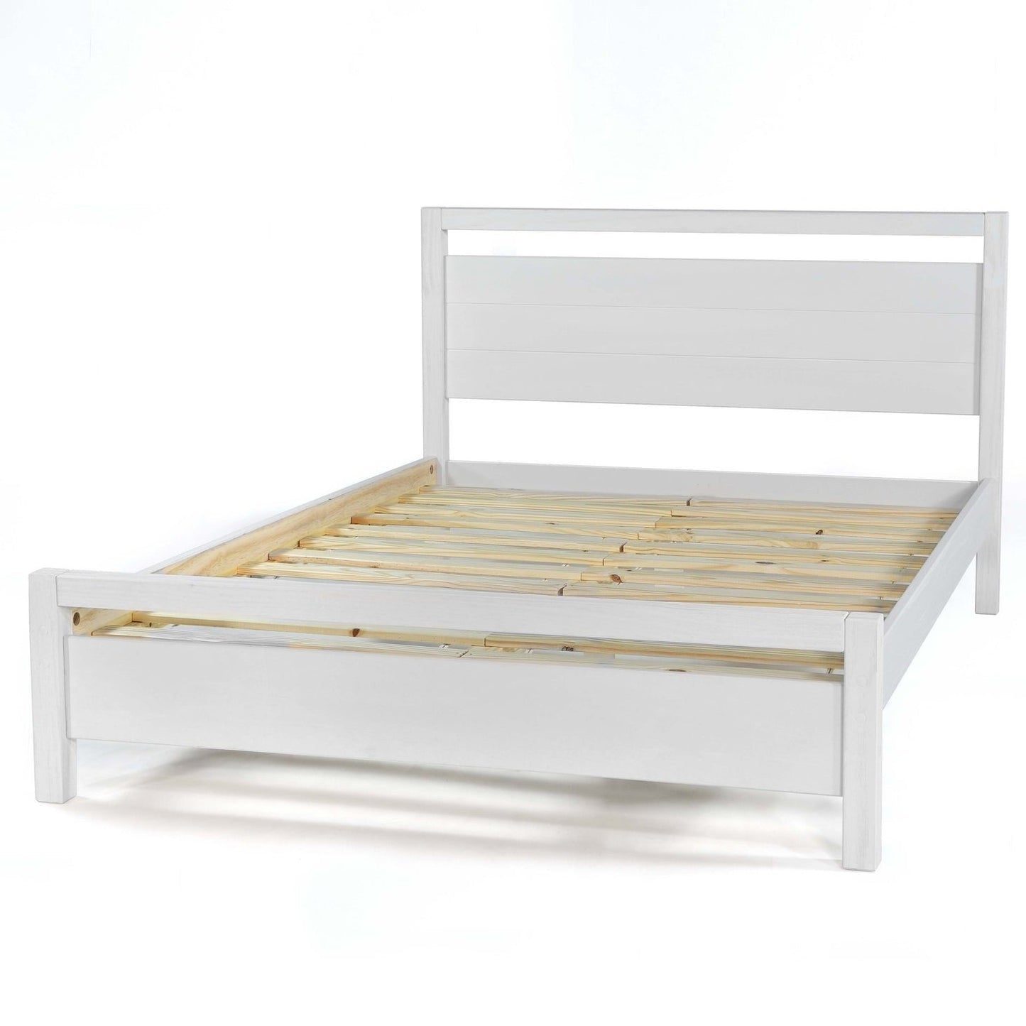 Cama de plataforma blanca rústica tradicional estilo casa de campo tamaño Queen