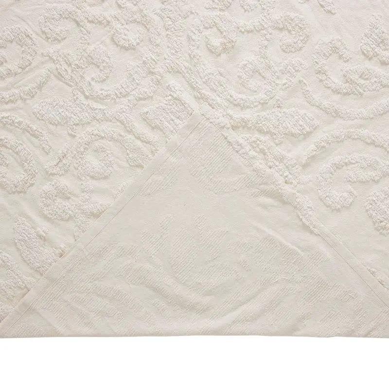 Queen Size Ivory cotton chenille coverlet set with textured quilted pattern on Tampa Home & Garden Store