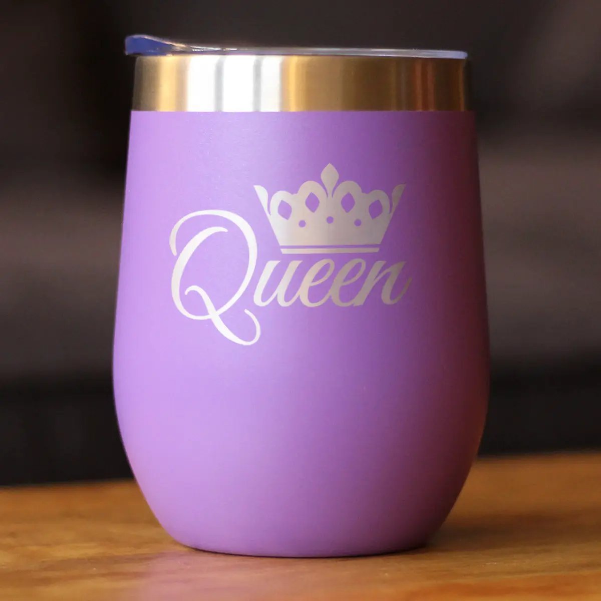 Queen Wine Tumbler with Sliding Lid in matte purple on Tampa Home & Garden Store