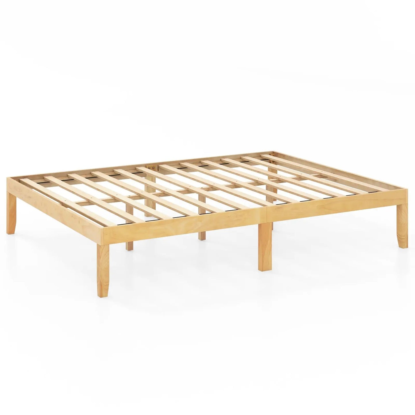 Queen Size Wood Bed Frame with Wooden Slats Support and Rubber Wood Legs-Espresso - Tampa Home & Garden Store