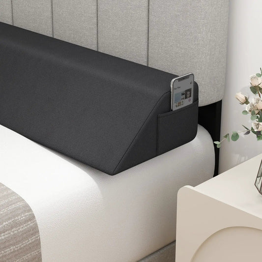 Bed Wedge Pillow with Storage Bag in black fabric, side phone pocket DirectDeals on Tampa Home & Garden Store