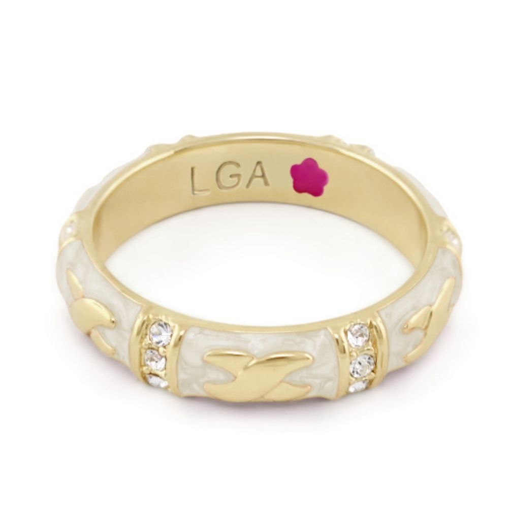 Elegant Hugs Red Enamel Stackable Gold Ring